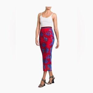 Versace Jeans Collection Red and Blue Midi Pencil Skirt